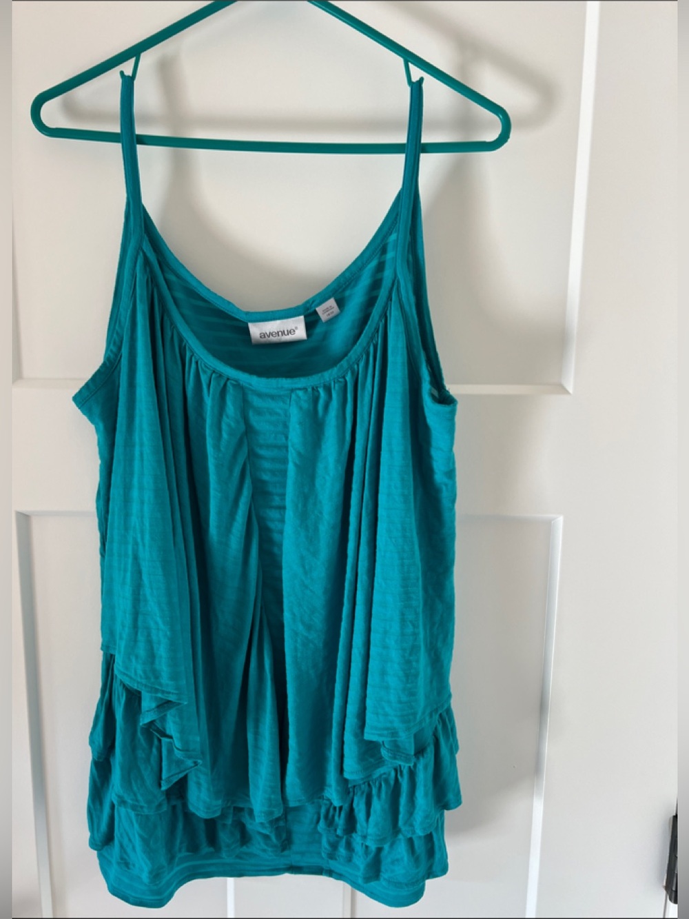 Avenue Teal Burnout Striped Cold Shoulder Top Plus Size 18/20